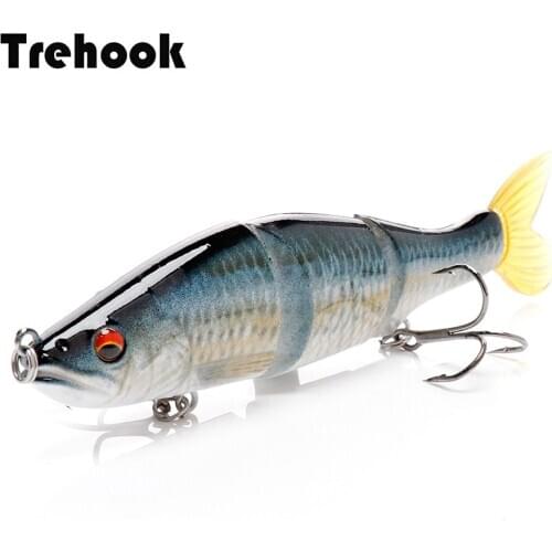 TREHOOK 17g 11.5cm 3-segments Pike Fishing Wobblers for Trolling Lure Swimbait Crankbaits Fishing Lure with Soft Tail Pike Bait