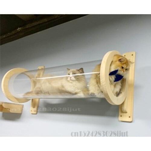 Cat Wall Tunnel Solid Wood Cat Climbing Frame Cat Wall Hanging Platform Cat Tunnel Bed Pet Supplies