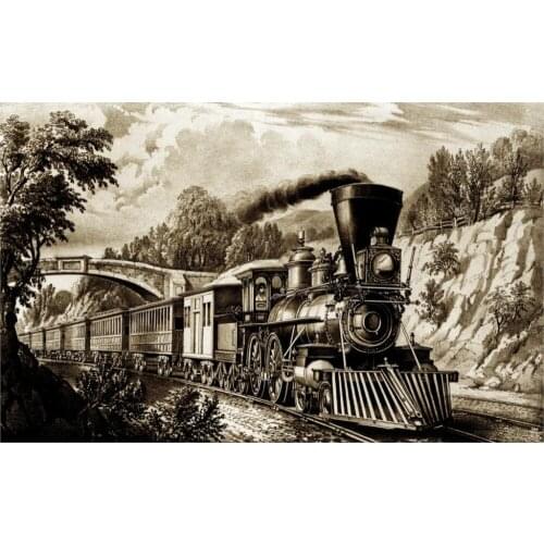 High quality train locomotive carriage rail road picture retro history art poster living room bedroom Wall Decor