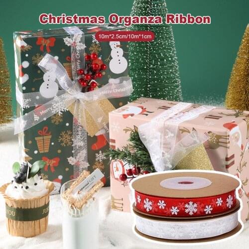10Meters 25mm Christmas Decoration Ribbon Printed Merry Christmas Ribbons for Christmas Decoration DIY Gift Wrapping