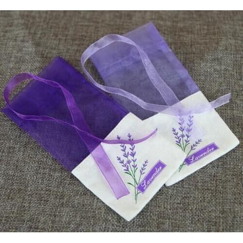 1000pcs Lavender purple flower bag Cotton encryption yarn double-sided printing sachet bag