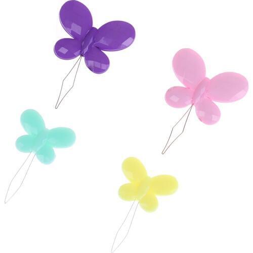 2pcs Hand Machine Sewing Stitch Insertion Tool For Hand Sewing Machines butterfly shape craft tool Bow Wire Needle Threader
