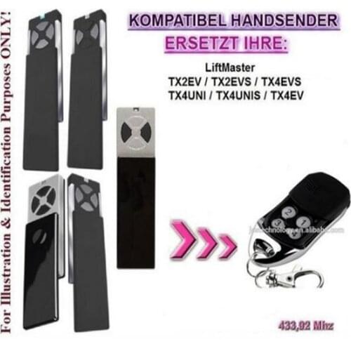 2pcs Liftmaster chamberlain TX2EV TX2EVS TX4EV TX4EVS TX4UNIS TX4UNIS compatible remote control very hot sell
