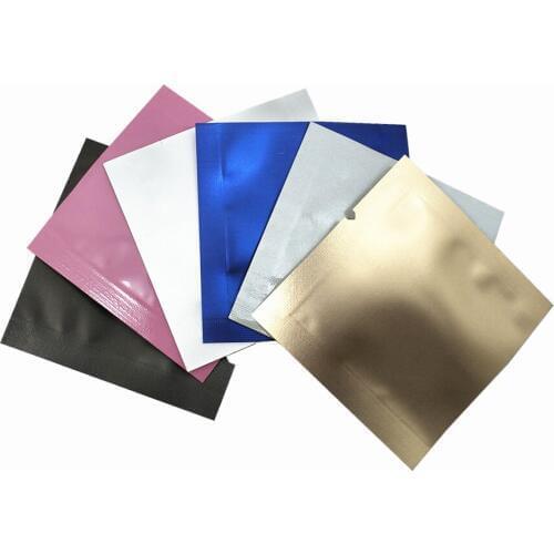 200pcs Open Top Aluminum Foil Flat Packaging Vacuum Pouches Tea Food Storage Heat Sealable Mylar Packing Bags with Tear Notches