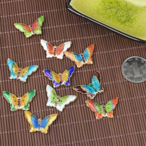 5pcs Handcrafted Enamel Colorful Butterfly Beads Cloisonne Accessories DIY Jewelry Making Findings Earrings Necklace Bracelet