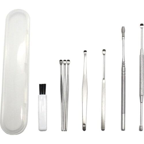 8Pcs Stainless Steel Ear Pick Ear Cleaning Set Earpicker Spoon Cleaner Ear Wax Curette Remover Ear Cleaner Removal Tool Kits