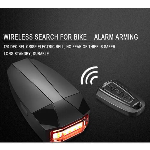 A6 Bike Tail Light+ Wireless Remote Control Burglar Alarm USB Rechargeable Bicycle Warning Taillights LED Lumen Safety Rear Lamp