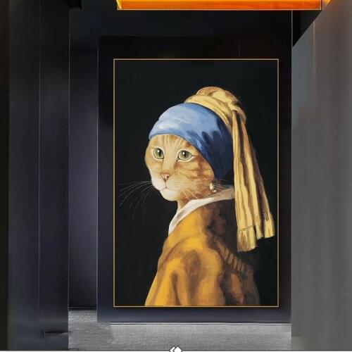 Abstract Funny Art of Girl With Pearl Earrings Canvas Paintings On the Wall Art Posters And Prints Animals Art Pictures Cuadros