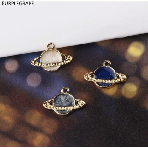 DIY Jewelry Accessories Cosmic Planet Series Alloy Pendant Temperament Pearlescent Earrings Necklace Bracelet Material 10 pcs