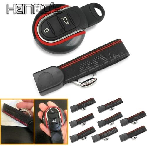 Auto Styling Suede Accessories Key Chain Case Shell Cover Protector Rope For Mini Cooper S/JCW F54 F55 F56 F57 F60 Countryman