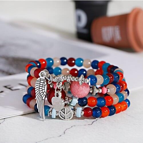 Bracelets For Girls Boho Women Pulseras Mujer Accessories Beaded Bracelet Bangles Wing Jewelry Gift Joyas