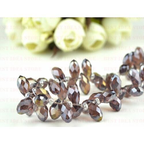 Sale Price!100pcs 6x12mm Middle Purple AB Color Briolette Pendants Waterdrop Crystal Glass Jewelry Loose Teardrop Beads DIY