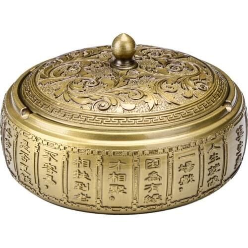 Tea Table Retro Resin Ashtray with Lid Office Windproof Coffee Table Ashtray Large Household Creative Personality Trend