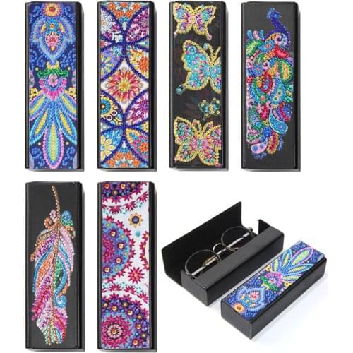 DIY Diamond Painting Glasses Storage Box PU Leather Sunglasses Storage Case Special Shaped Diamond Craft Christmas Gift