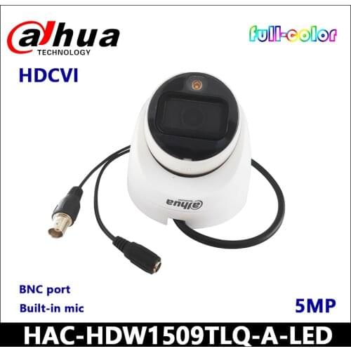 Dahua 5MP Full-color HDCVI Quick-to-install Eyeball Camera HAC-HDW1509TLQ(-A)-LED 120dB true WDR, 3D NR IP67, 12 V DC