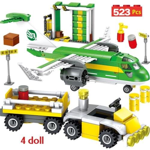 Kids Toys 523PCS Technic Series Bricks Compatible City Airport Cargo Plane Building Block DIY Toy City Educational Toys For Boys