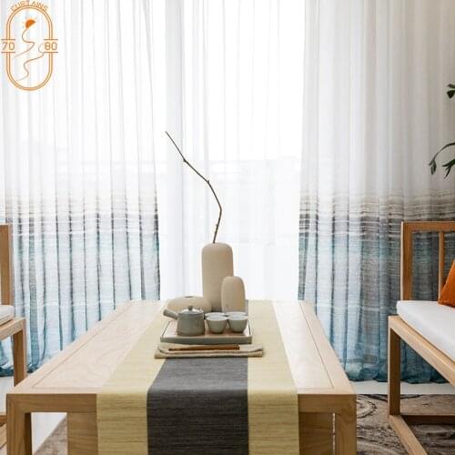 Modern Gradient Color Window Screen Printing Screen Curtains for Living Room Bedroom Balcony Window Screen Customization