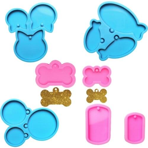Dog Cat Tag Mold Silicone Round Fish Bone Shaped DIY Keychain Molds For Epoxy Resin Casting Pendant Clay Homemade Crafts Cake