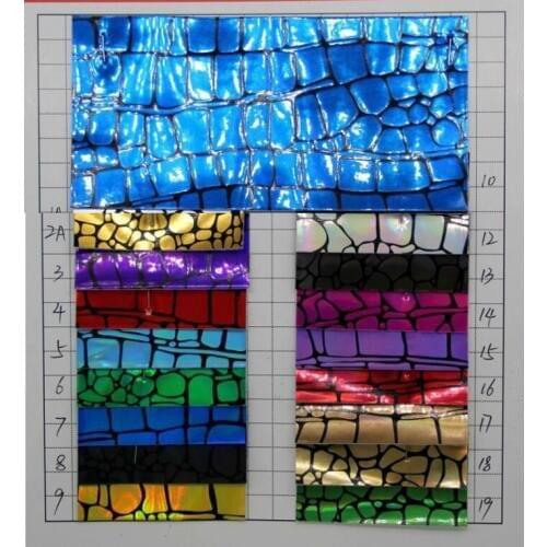 Holographic crocodile leather Metal laser half PU leather crocodile pattern bag material in leather