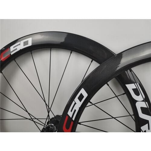 Hot sale road carbon wheels disc brake 700c clincher Tubeless 38-50-60-80mm rims carbon wheelsset 2 year warranty