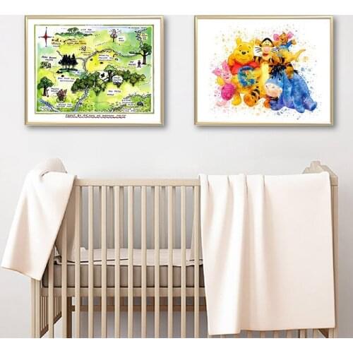 Canvas Art Poster Prints BEAUTIFY Winnie The Pooh and Friends Nursery Wall Watercolor Pooh Bear Tigger Art Painting Wall Art
