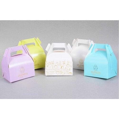 30pcs Party DIY Colored blank cute gift box candy wedding favors box With Handle Baking gift package box