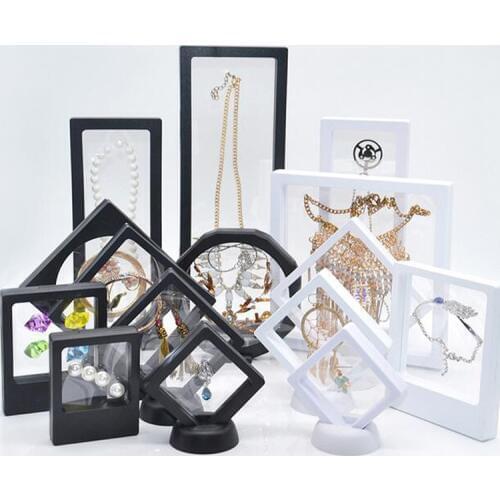 Hot PET Membrane Earring Ring Necklace Display Holder Gift Packaging Box Protect Jewellery Stone Floating Presentation Organizer