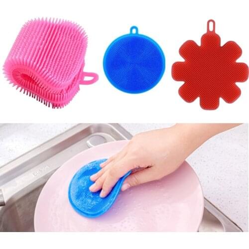Multifunctional Silicone Brush Kitchen Dishwashing Sourcing Pad Decontamination Pot and Bowl Cleaning Brush Anti Hot Table Mat