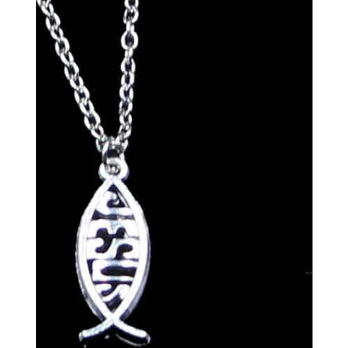 Fashion 27*10mm Fish Jesus Pendant Necklace Link Chain For Female Choker Necklace Creative Jewelry party Gift