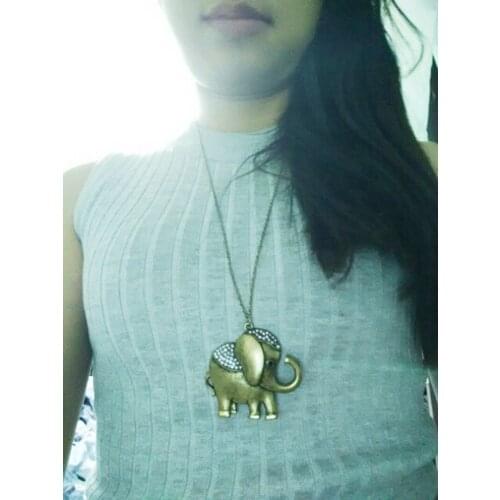 Fashion jewelry items vintage metal elephant long pendant necklace
