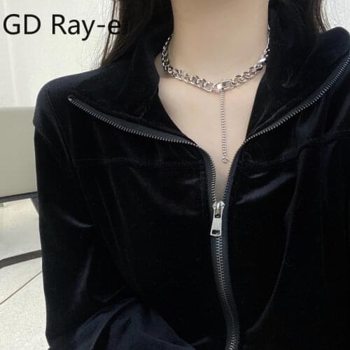 Punk Simple T Bar Choker Adjustable Cool Chunky Chain Pendant Necklace Retro Chain Drop Necklace for Women Party for Men 637