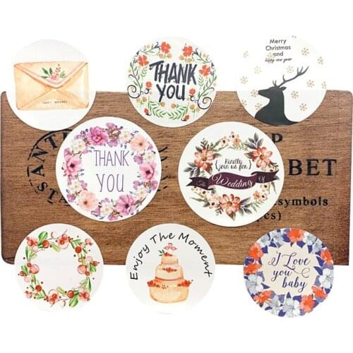 120pcs Floral Thank You series Stickers paper Round seal label for christmas Envelope stationery sticker