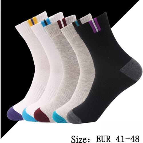 5 Pairs High Quality Casual Mens Business Socks For Men Cotton Brand Crew Socks meias homens Big Size US 8-12 (EUR 41-48)