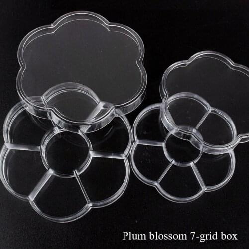 The New Plastic Transparent Plum Shape Storage Jewelry 7 Grid Box Empty Container for Beads Earring Jewelry Organizer Box 5PCS