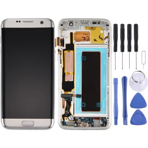 Original LCD Screen and Digitizer Full Assembly with Frame & Charging Port Board & Volume Button for Galaxy S7 Edge