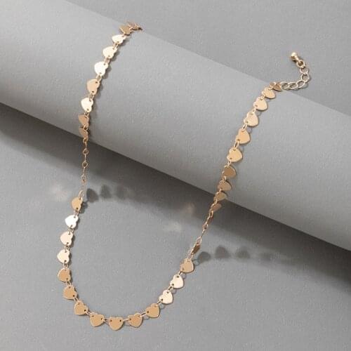 Tocona Charms Heart Clavicle Chain Choker Necklace for Women Gold Color Geometric Alloy Metal Cute Party Jewelry Collar 17664