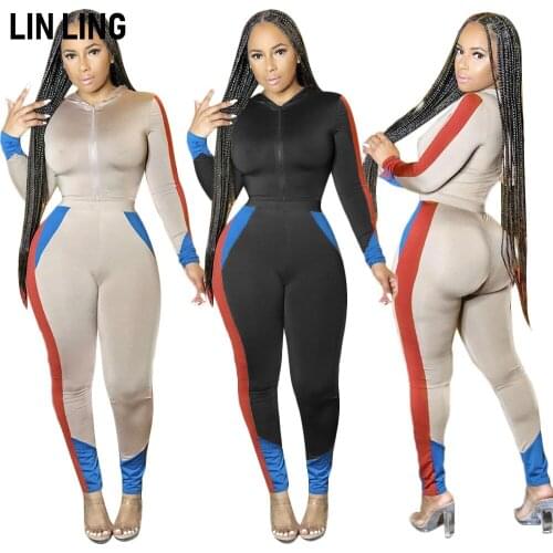 LINLING Sexy Slim Fit Hooded Splicing Zipper Short Jacket + Sports Elastic High Waist Tight Pencil Pants Suit