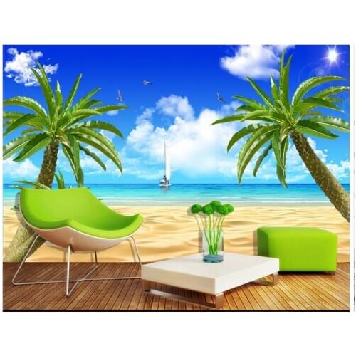 Custom High-end mural 3d photo wallpaper 3d murals wallpaper wall paper Fresh beach 3D TV background wall living room decoration