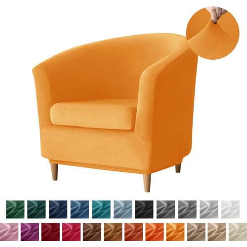 Split Style Tub Chair Slipcovers for Living Room Stretch Velvet Small Sofa Covers With Cushion Cover Furniture Protector Cover