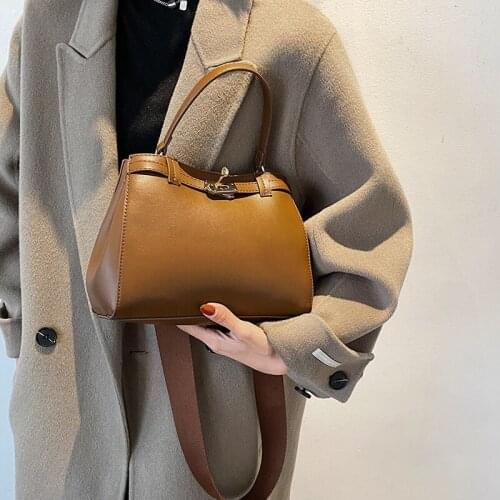 Luxury Leather Women Handbag Designer Wide Strap Shouder Bags Vintage Fashion Female Tote Bag High Quality Messenger Pack