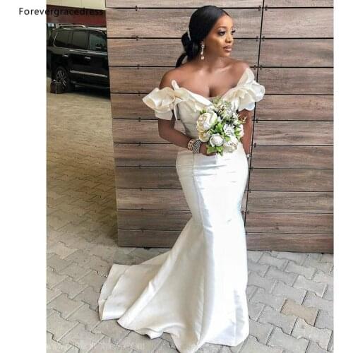 Mermaid Off Shoulder Bridesmaid Dresses African Girls Wedding Guest Maid of Honor Gowns Custom Made Plus Size Available