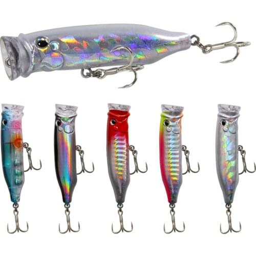7cm 9.4g Popper Topwater Fishing Lures Professional Arouse Water Splash Attract Big Fish 3D Eyes Artificial Bass Wide Wobble