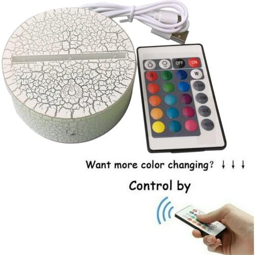 ABS Acrylic 3D LED Night Light Lamp Stand Assembled Base Crack Shell Replacement USB Power Remote Control Touch Switch
