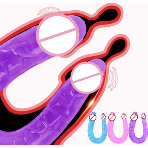 U Shape Long Double Dildo Flexible Vagina & Anal Plug Women Lesbian Double Penis Artificial Penis No Vibrator Sex Toys For Woman