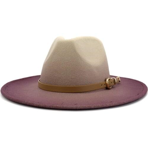 WeMe New Color Top Hat with Large Brim in Gradient Woolen Jazz Hat