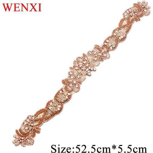 WENXI (30 pcs) Wholesale Luxury Crystal Rhinestones Appliques Accessory Banding Sew On Wedding Dress Belt WX826