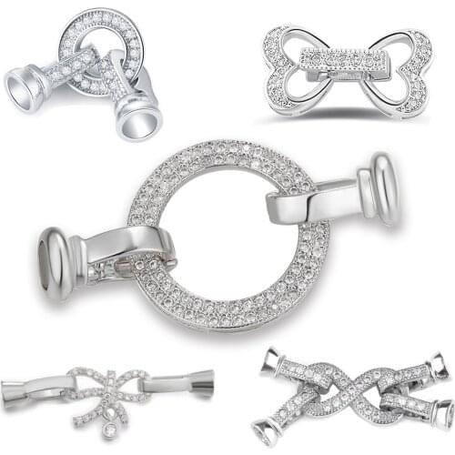 Copper Zirconia Connector Fastener Clasps For DIY Jewelry Accessories Supplies Handmade Natural Stones Pearls Bracelets Making