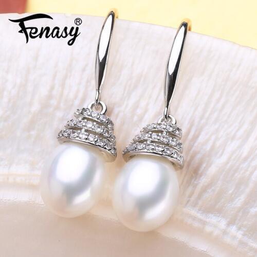 FENASY Bohemian Natural Freshwater Pearl Earrings For Women 925 Sterling Silver Long Earrings Luxury Wedding Engagement Jewelry