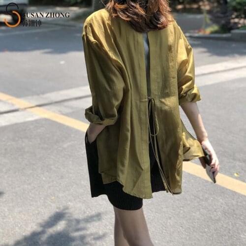 Women Summer Shirts Long Sleeve Batwing Female Blouse Casual Ladies Tops Hollow Out See Through Thin Midi Bow Turn Down Collar