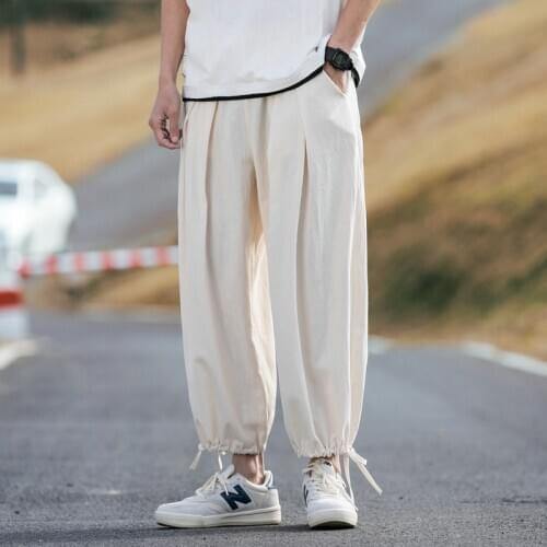 Plus size Men Wide Leg Pants 2020 Mens Casual Ankle-Length cotton linen Pants Korean Style Summer Male Harem Pants 6XL 7XL 8XL